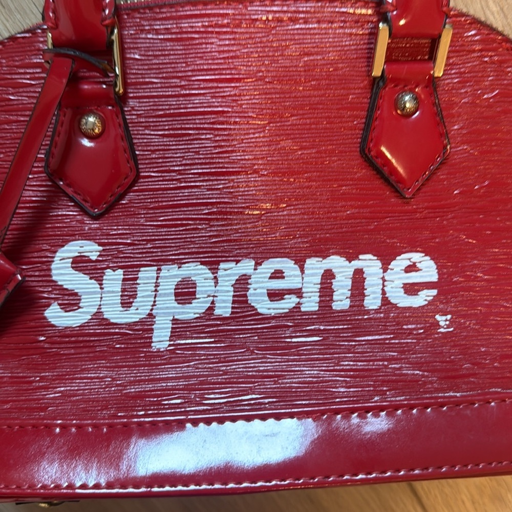 Louis Vuitton X Supreme Collab Logo Coquelicot Epi Red Leather Alma BB Bag - Picture 6 of 17